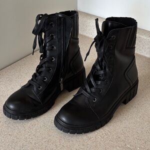 Black Lace-Up Ankle Boots